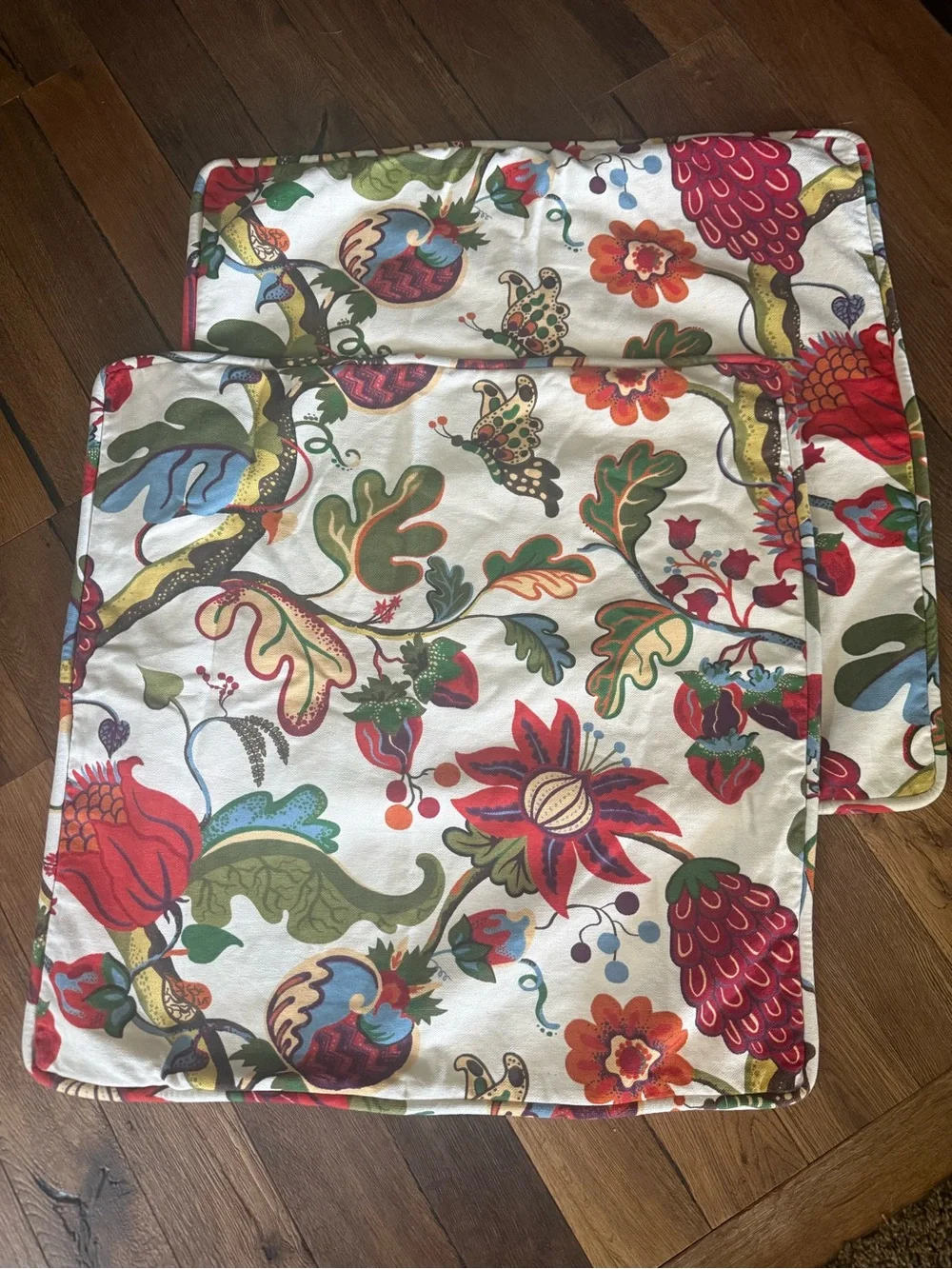 Pottery Barn Floral Multicolor Throw Pillow Covers - Red, Green, Blue